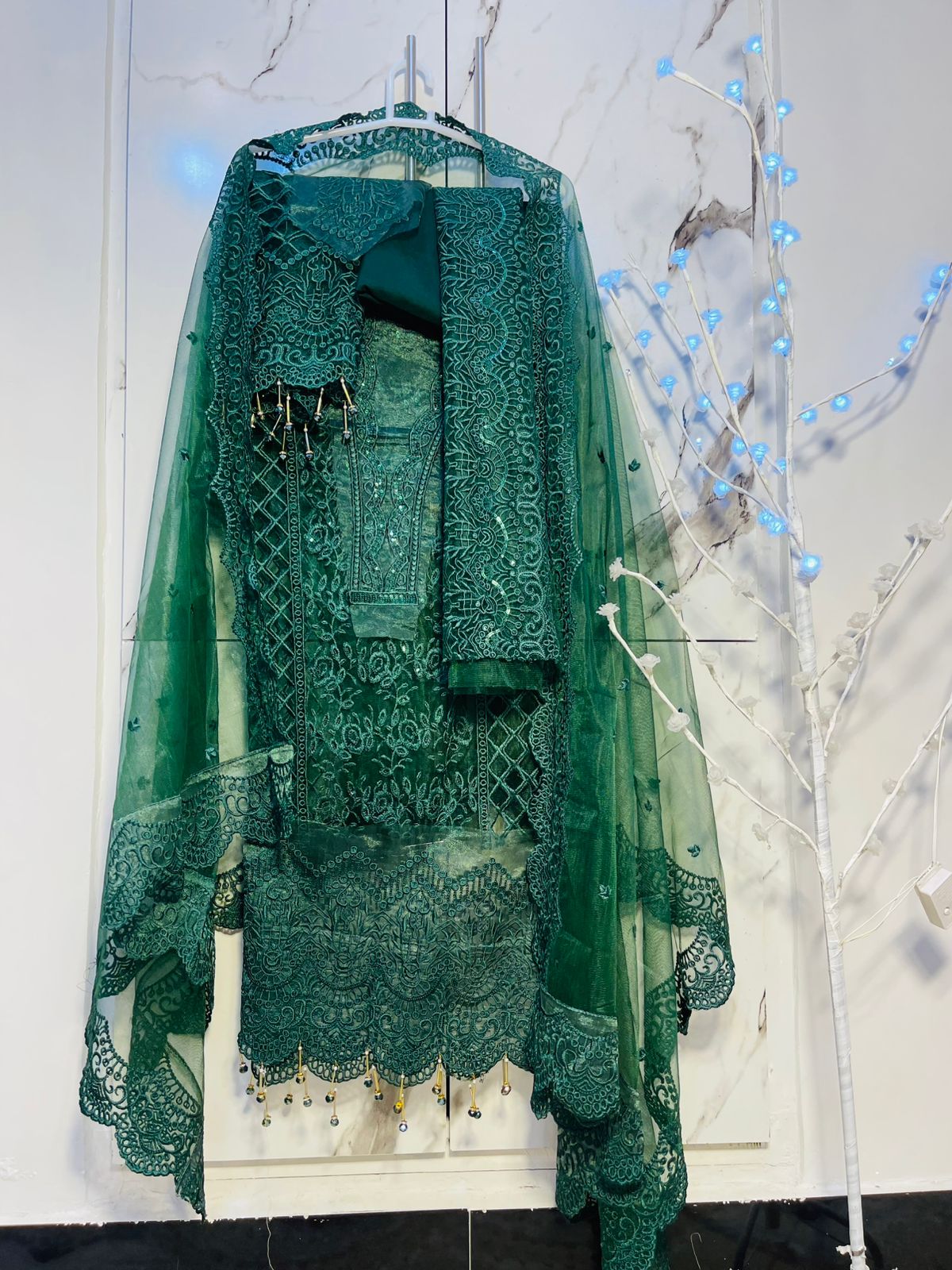 Green chikenkari - unstitched