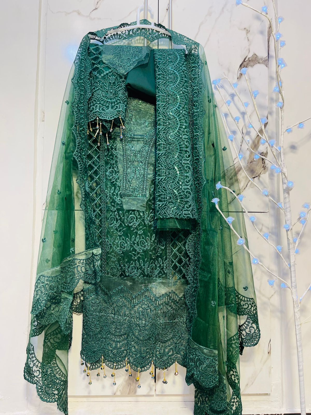 Green chikenkari - unstitched