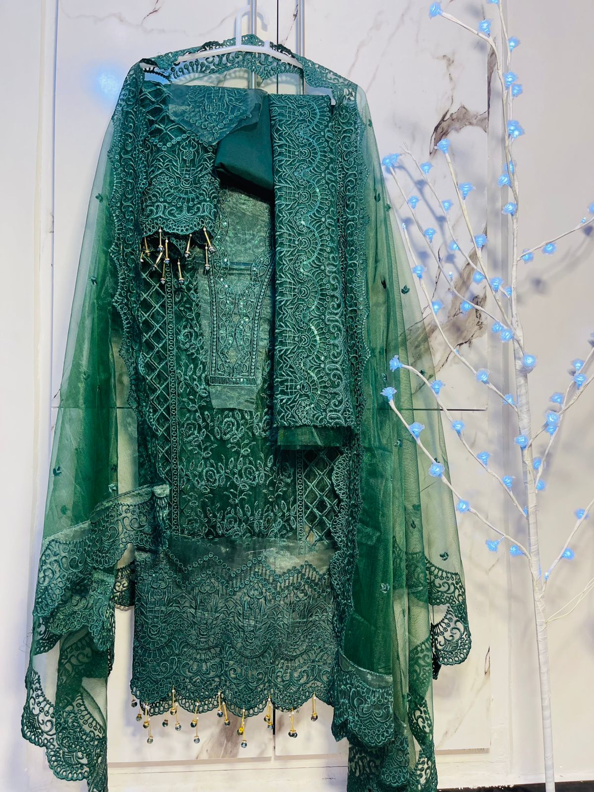 Green chikenkari - unstitched