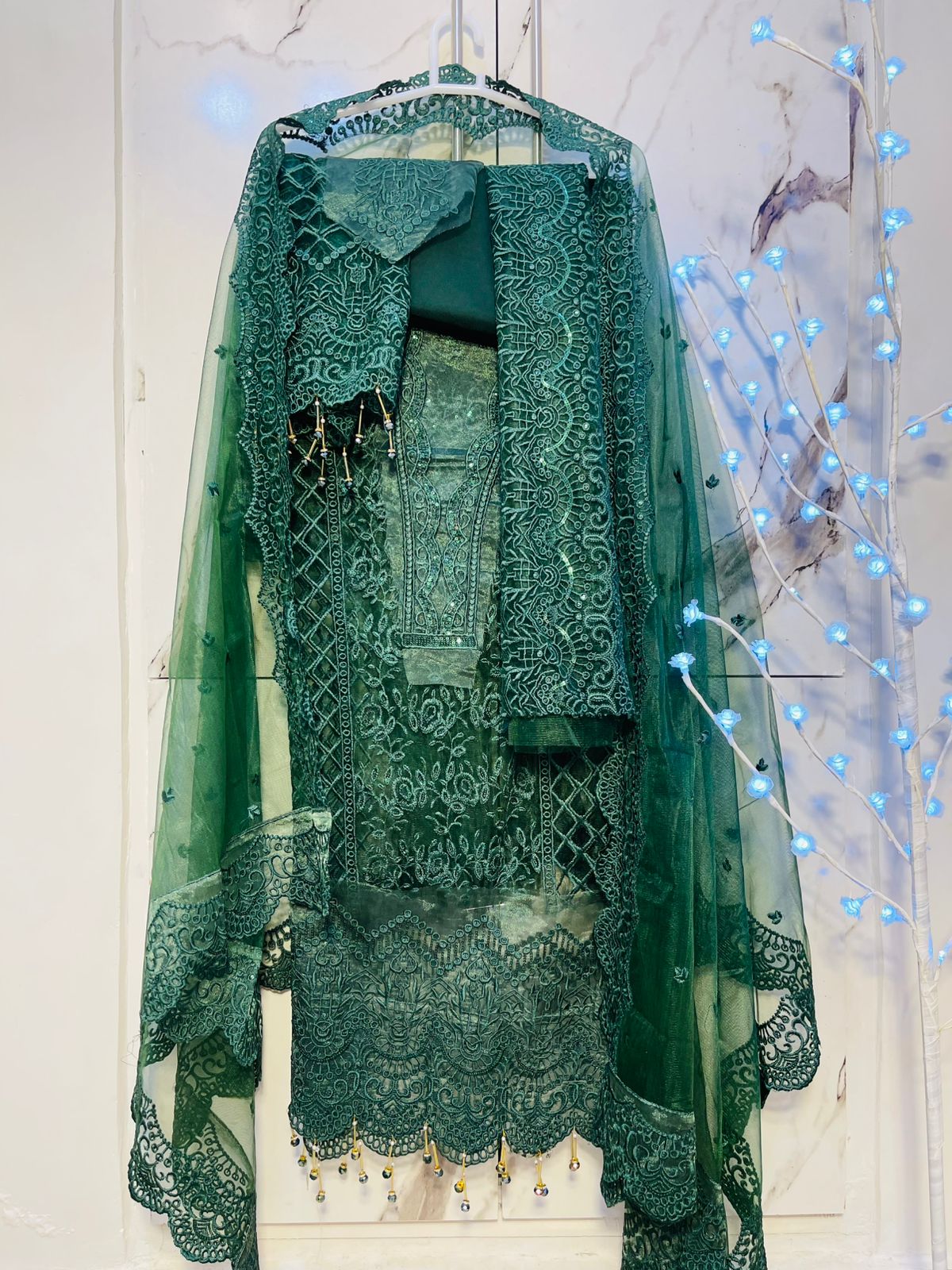 Green chikenkari - unstitched