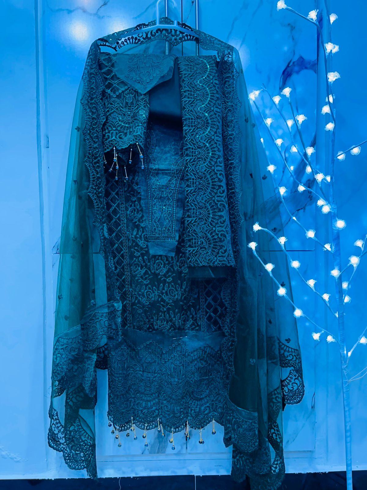 Green chikenkari - unstitched