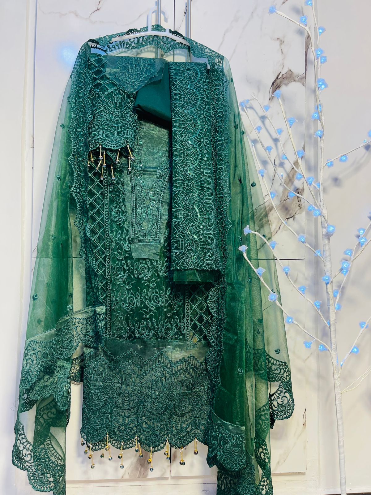 Green chikenkari - unstitched