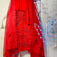 Red chikenkari daman suit - unstitched
