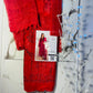 Red chikenkari daman suit - unstitched