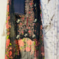 Black grey Shafon embroidery suit - unstitched