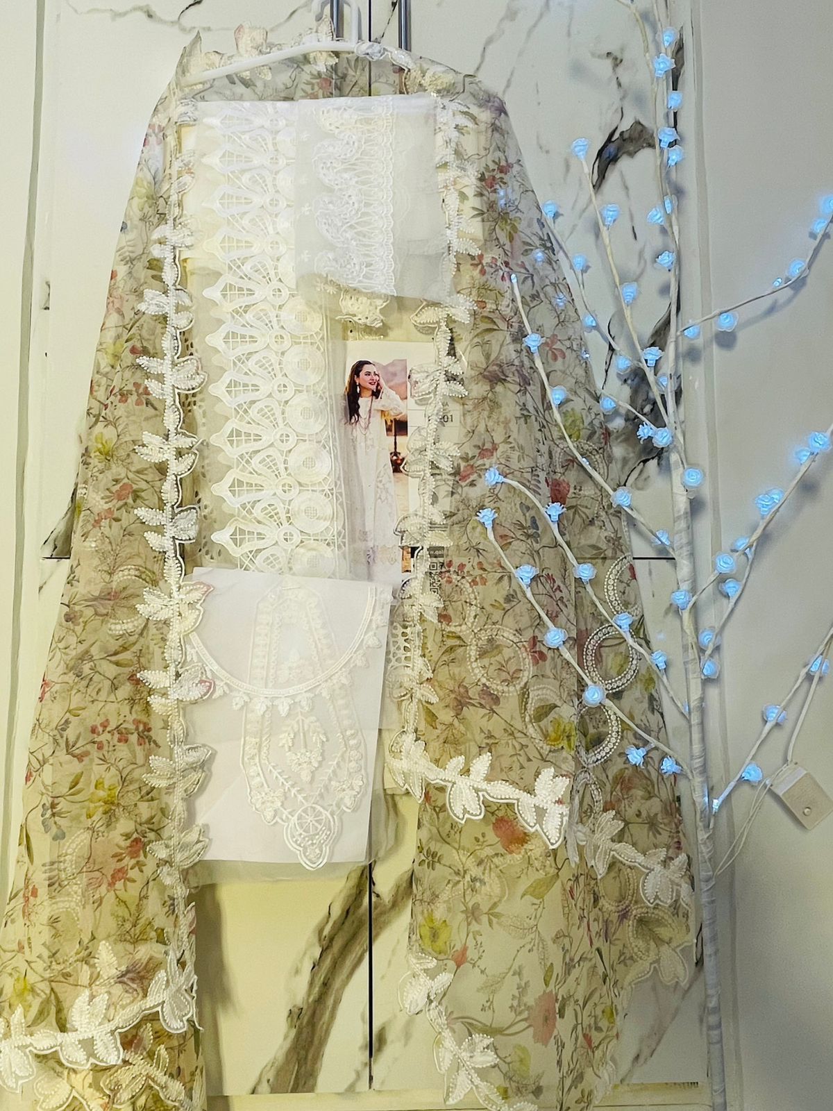 Qalamkar chikenkari suit - unstitched