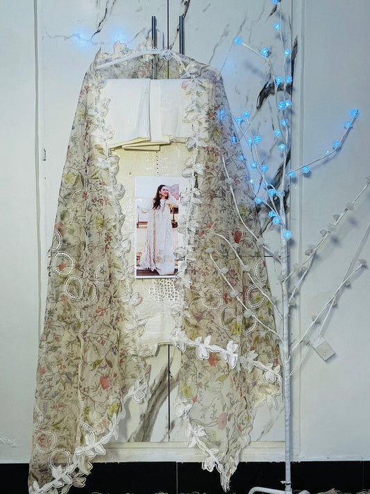 Qalamkar chikenkari suit - unstitched